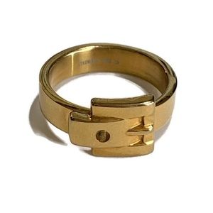Gold Stainless Steel Belt Buckle Ring Size 8